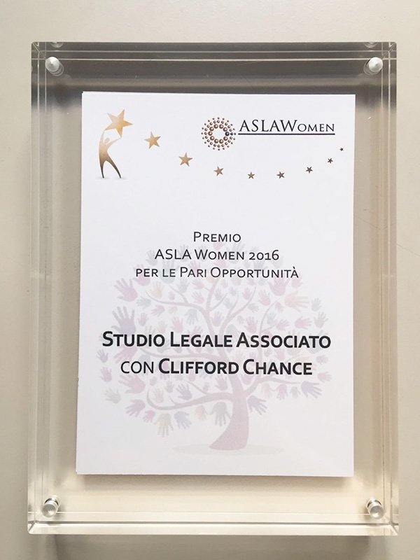 Premio AW 2016 per le Pari Opportunità allo Studio Clifford Chance - Eventi ASLAWomen